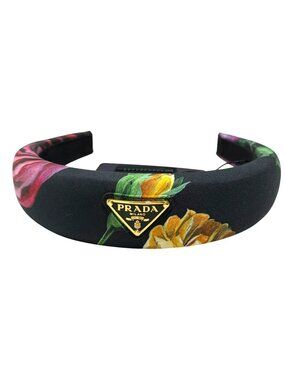 Prada $550 Floral Black Headband  New With Box